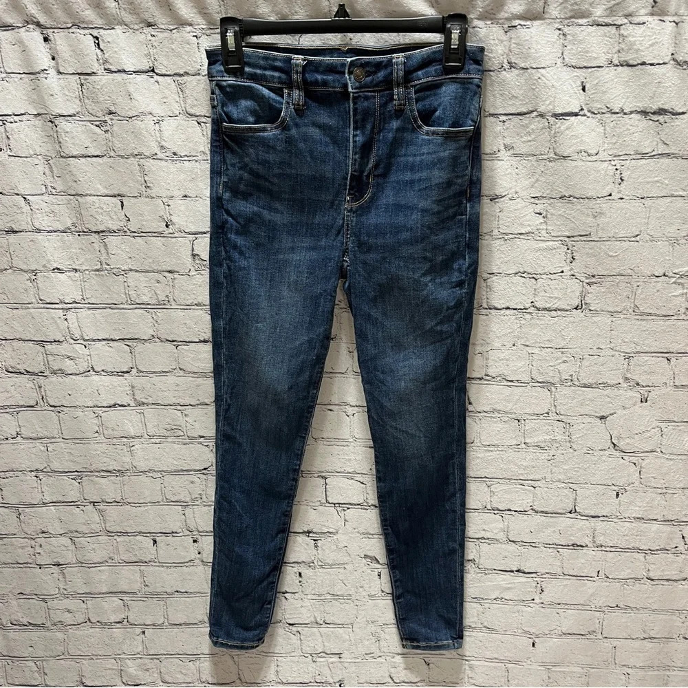 AMERICAN EAGLE Skinny Next Level Stretch Super Hi-Rise Jegging Med/Dark 2 Short